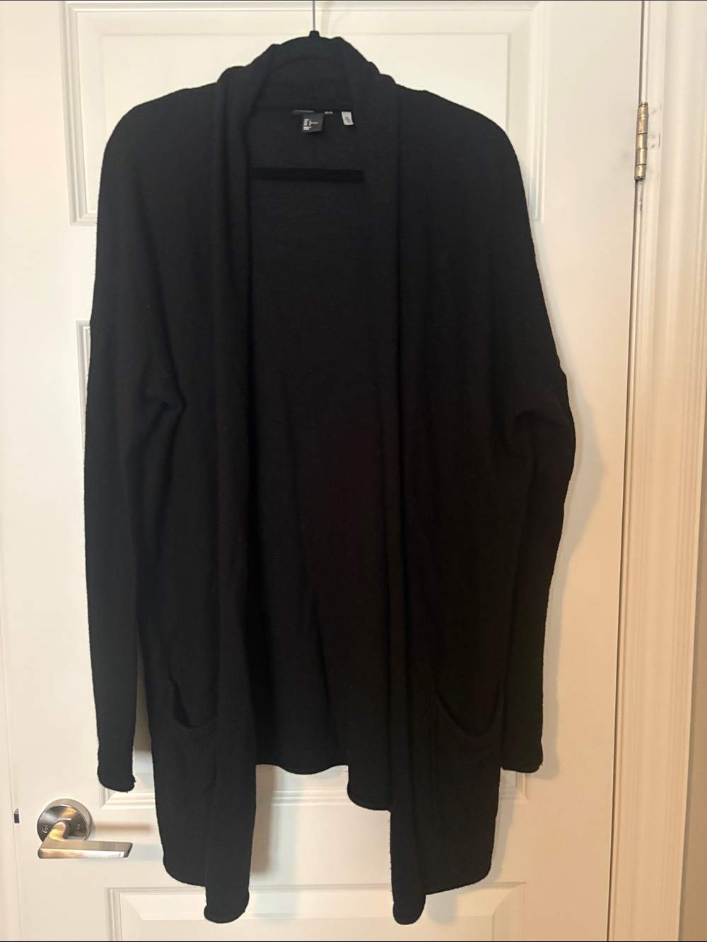 H&M Black Draped Open-Front Women’s Cardigan with pockets